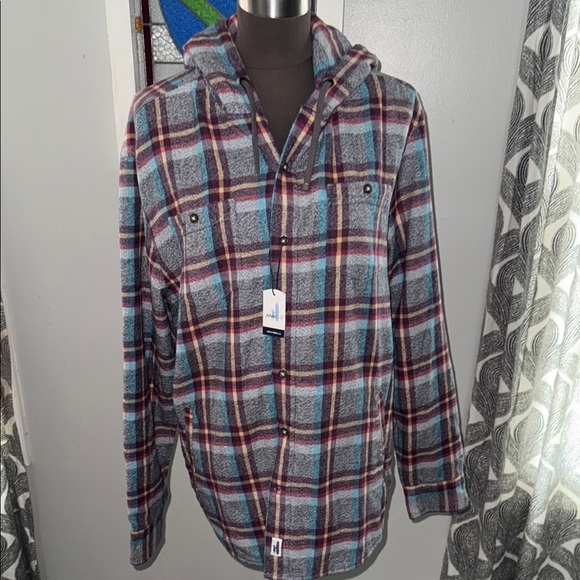 Johnnie O Bruh Flannel Hoodie Shirt Jacket - Picture 1 of 12